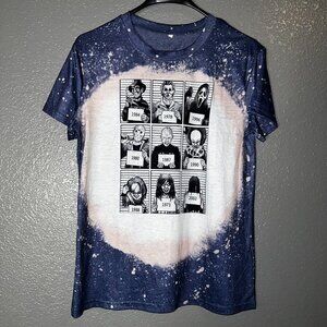 Horror Movie Characters Bleach Tie Dye Graphic Tee Small 80s 90s Icons